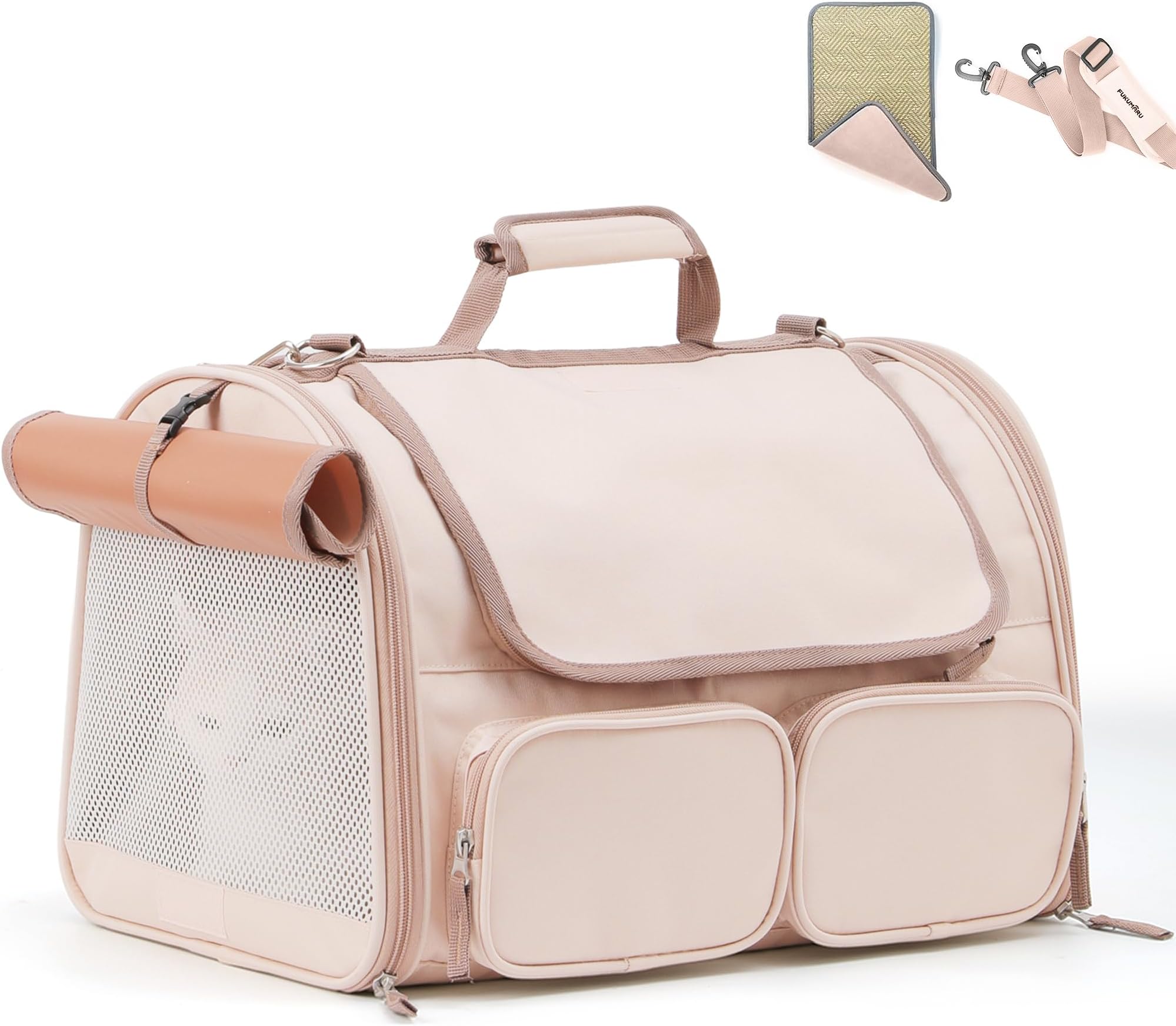 FUKUMARU Cat Transport Box, Foldable Cat Transport Box, Transport Box for Cats/Dogs up to 22 kg, Pink