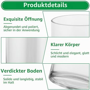 Pack of 12 Glass Vases 10 cm High Glass Vases for Table Decoration 10 x 8.5 cm Glass Vase Large Clear Glass Vase Cylinder Round Flowers Vases Glass Cylinder Vase Small Vases for Table Decoration Roses Tulips