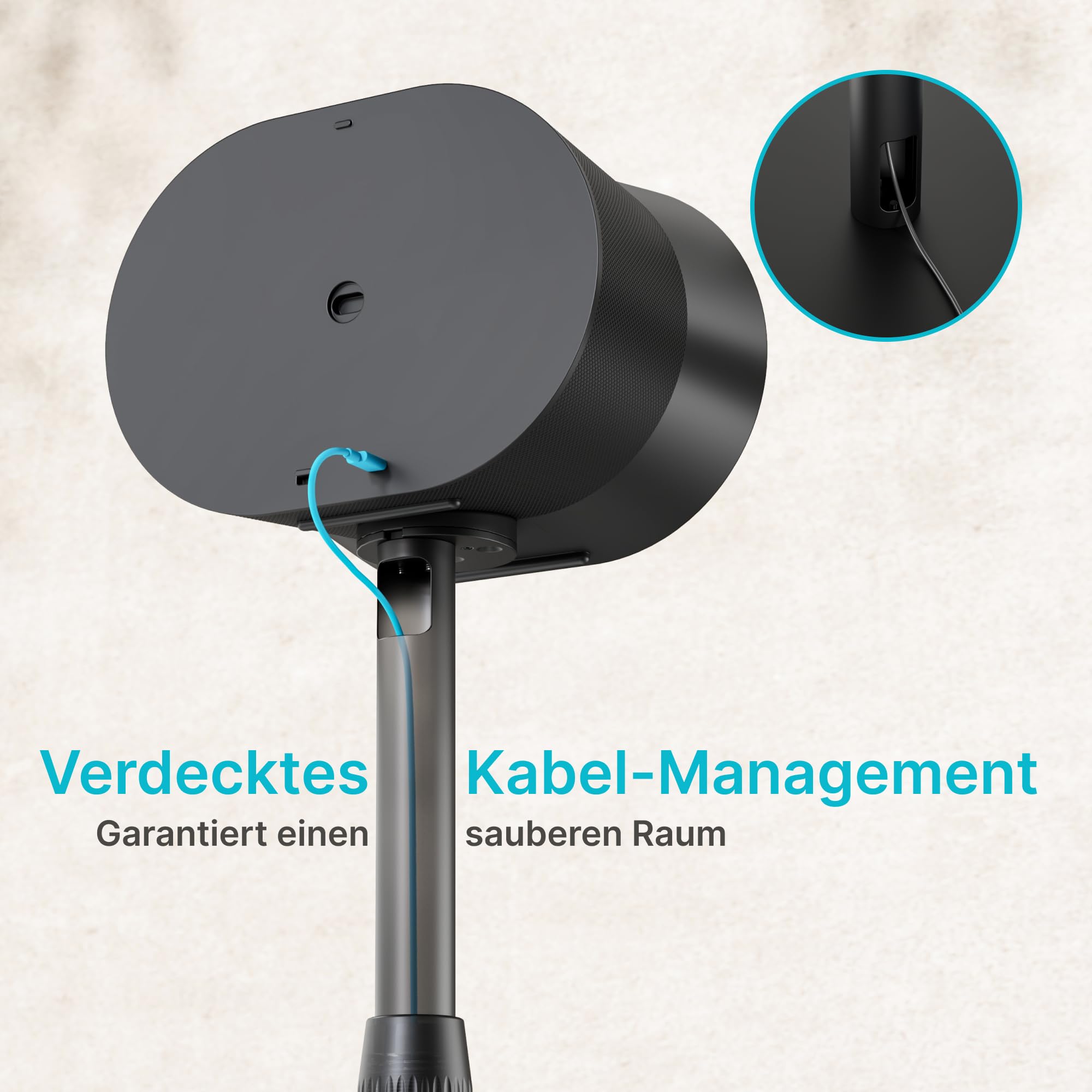 PEGZONE Höhenverstellbare Lautsprecherständer kompatibel mit Sonos Era 100&300, 68,2-106,8 cm, 5 kg Traglast, Anti-Rutsch-Basis Ø 30 cm, Schwarz