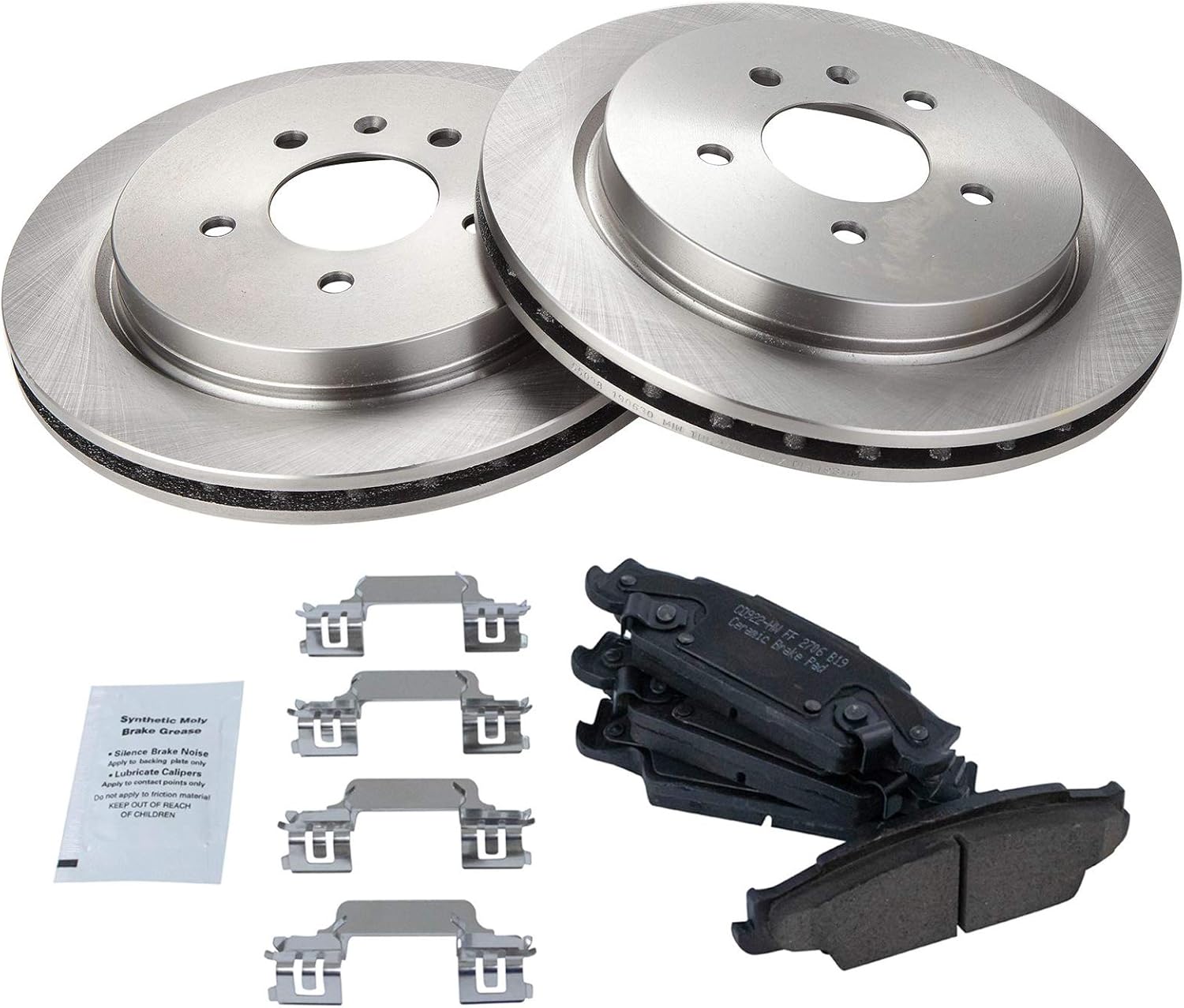 TRQ Rear Brake Pad & Rotor Kit Brake Pads Brake Rotor Ceramic Compatible with 2003-2007 Cadillac CTS 2005-2011 STS