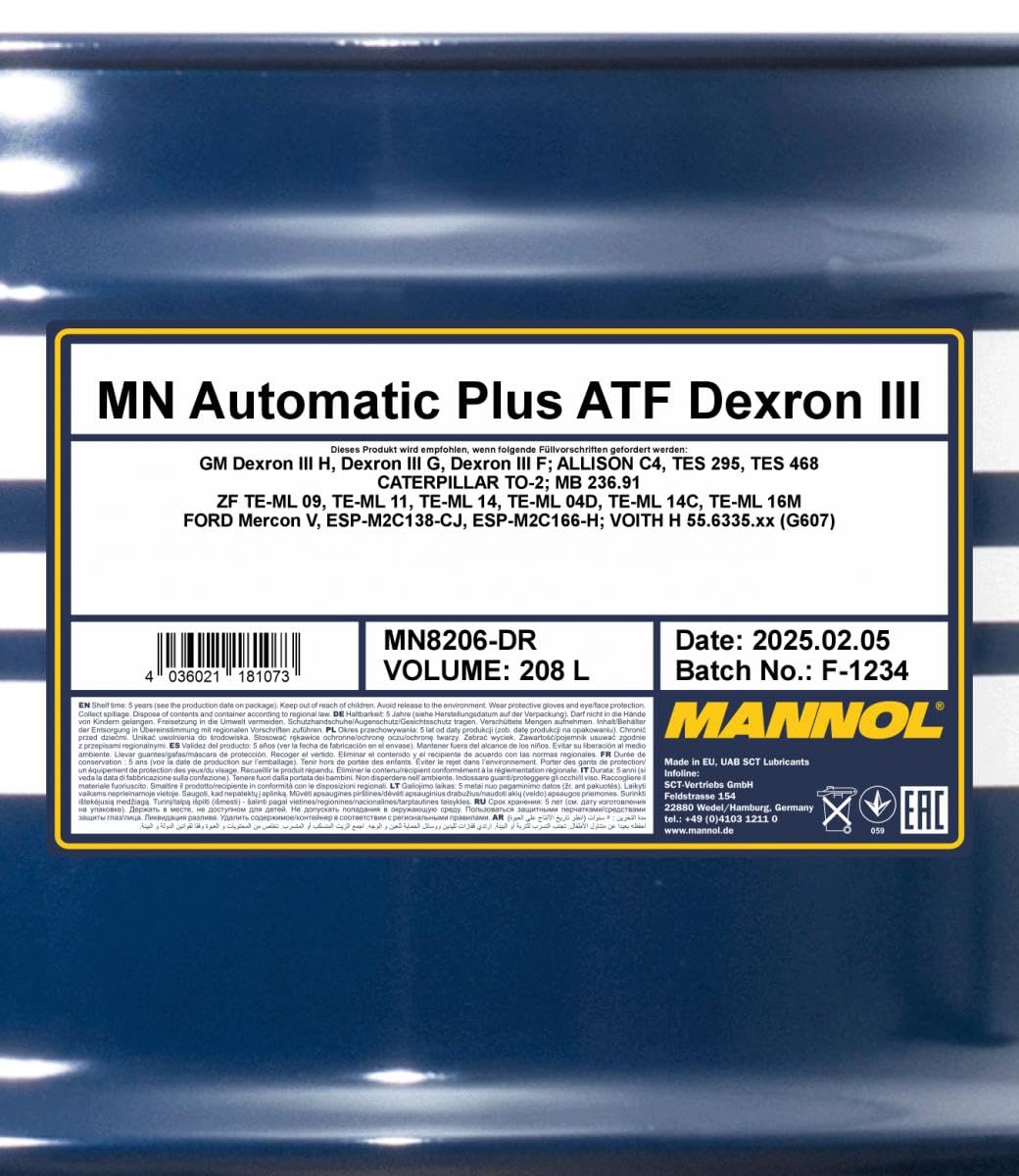 MANNOL MN8206-DR Aceite para transmisión automática 208L