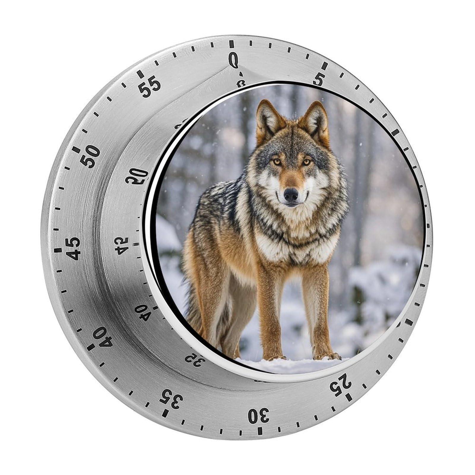 Wolf Fashion Visual Timers Wind Up 60 Minutes Desk Stainless Steel Magnetic Timer Countdown Clock No Batteries Loud Alarm for Kitchen Chef Cooking