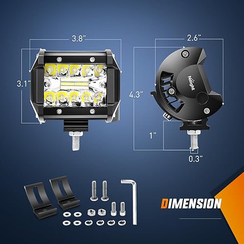 Miniatura 63 de Nilight - 2 luces LED de triple fila de 4 pulgadas, 60W y 6000LM, barra de luz para barcos y vehículos todoterreno con soporte de montaje en capó