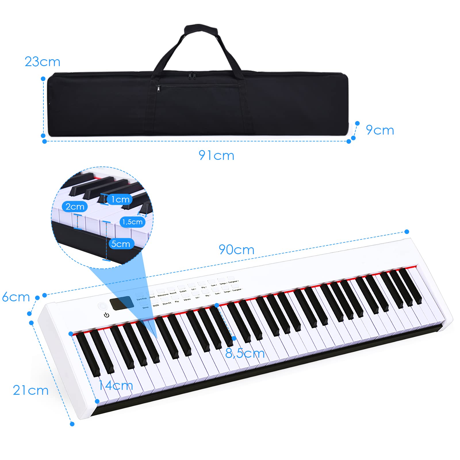 DREAMADE Piano Numérique 88 Touches Pliable Avec Pédale - Clavier Électronique Portable Noir