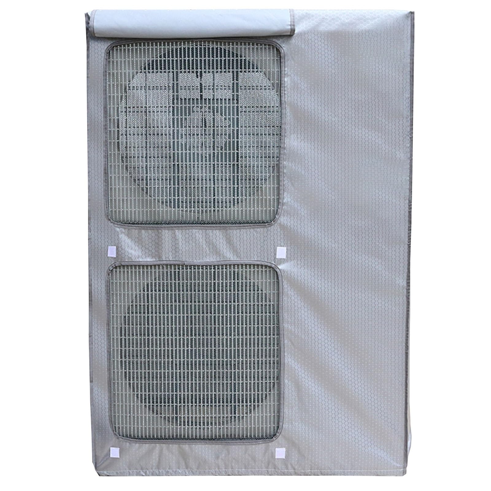 Heavy-Du - Funda para aire acondicionado para exteriores, protector de bomba de calor de doble grosor con rejillas de ventilación, impermeable y resistente a la intemperie (blanco, 92 x 125 x 35 cm)