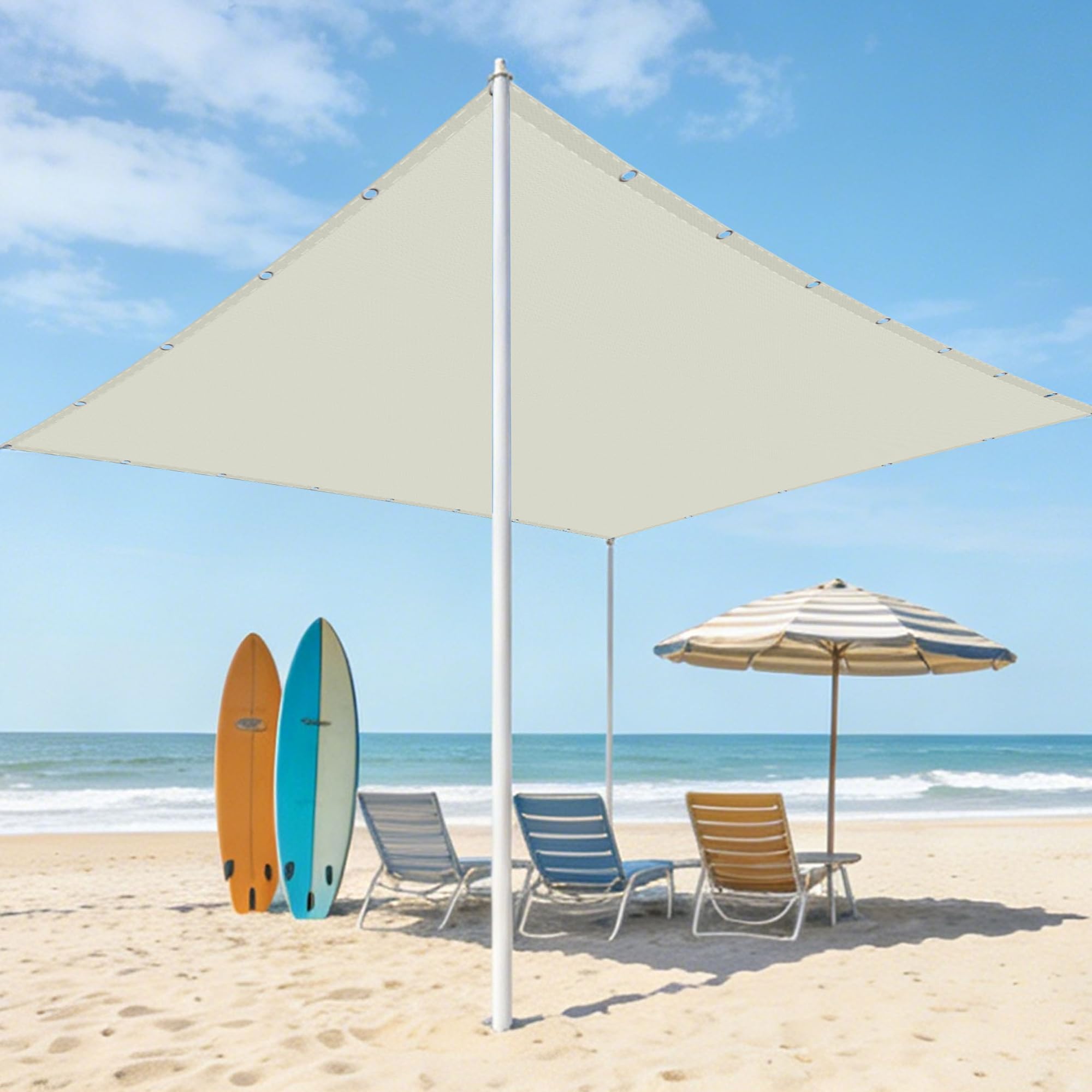 Voiles ombrages 2x10m pare-soleil extérieur anti-UV blanc cassé patio