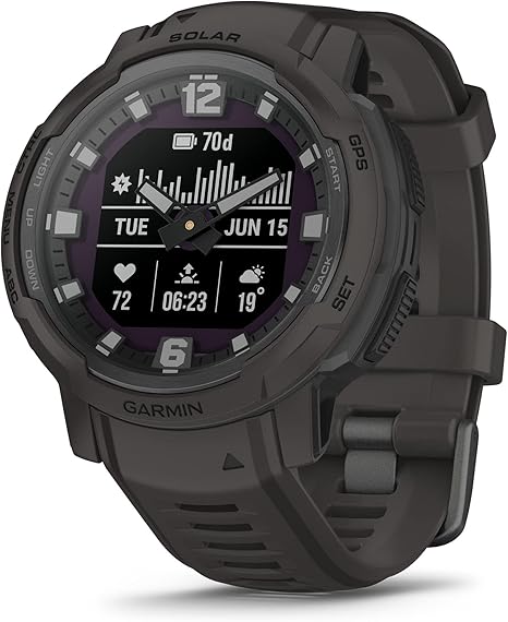 4. Garmin Instinct Crossover Solar, Rugged Hybrid Smartwatch with Solar Charging Capabilities