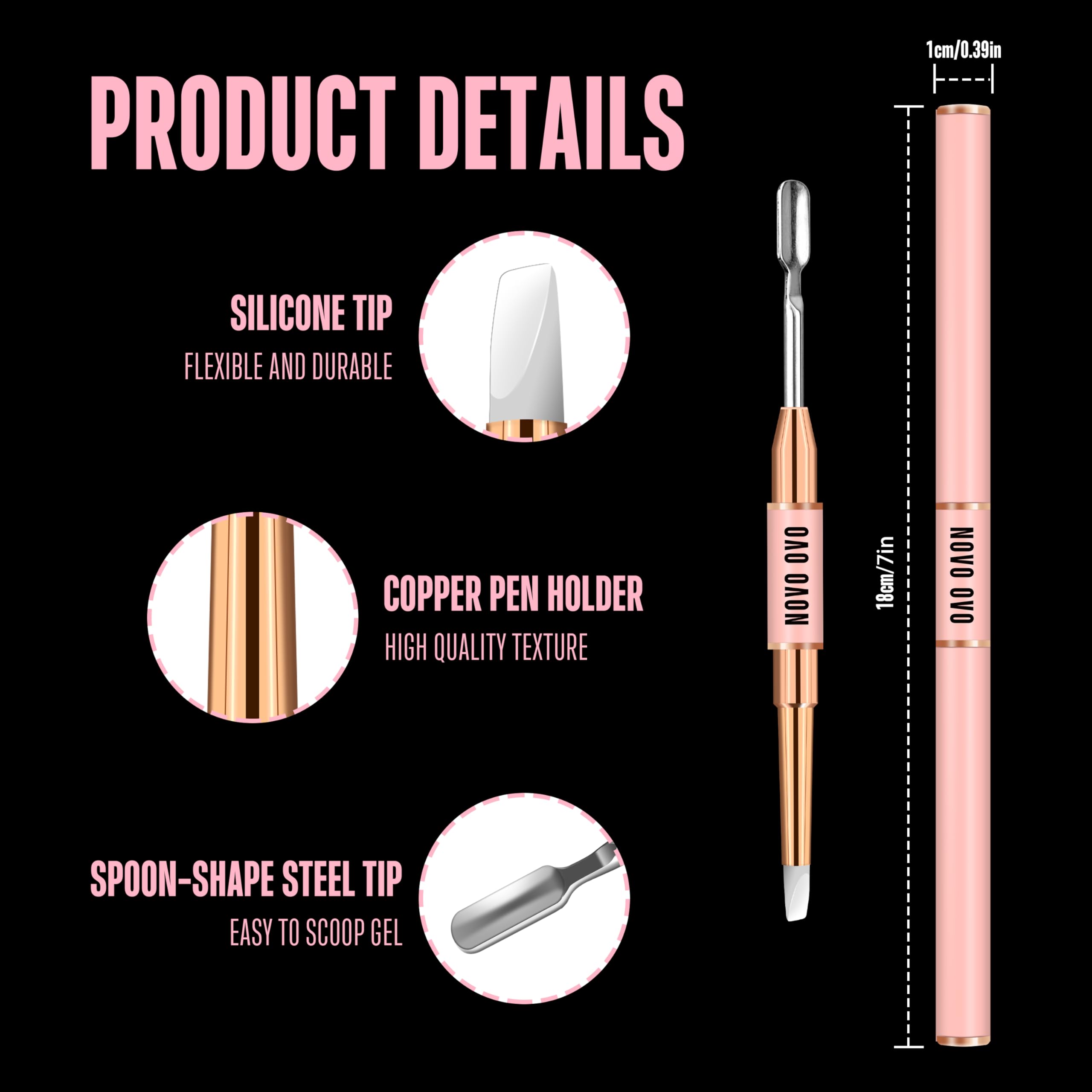 NOVO OVO 2 PCS Double End Multiple Use Nail Pen Brush Nail Kit for Poly Gel Nail Dual Forms Anti-stick PolyGel & Builder Nail Extension - Image 2