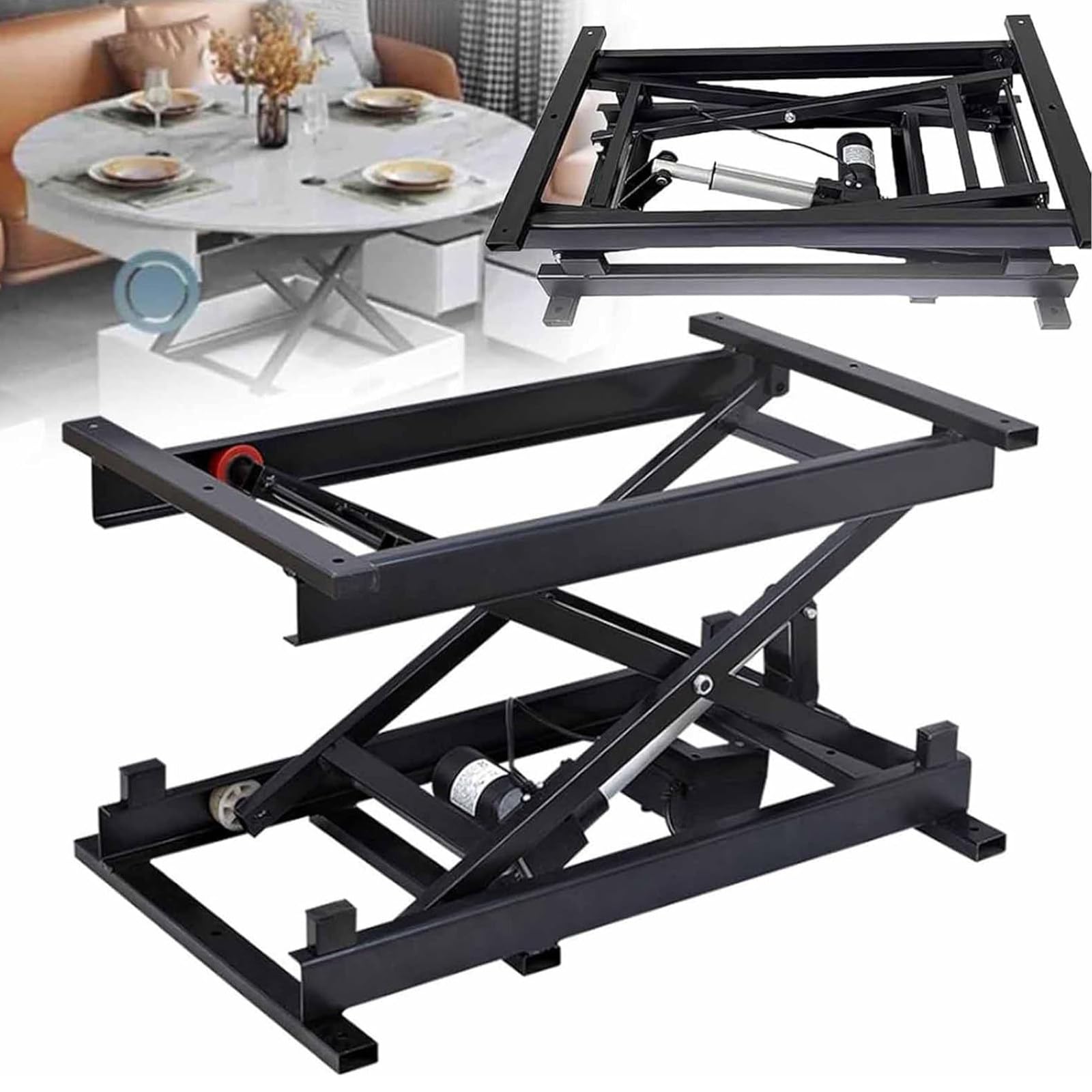333 lbs Tragkraft, Einzelscherenhubtisch, elektrischer Hubtisch, 7,68-26,77 Zoll höhenverstellbare Hebeplattform, Couchtischlift mit 4 Rädern, für Materialhandhabung und Transport,50kg