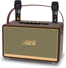 RHM S8 Karaoke Machine, Support 3 Mics & Bass/Treble/Echo/Alto Adjustment, 6 Music Modes, 8H Playtime, Support Bluetooth/TWS/FM/AUX/TF Card/USB/PC for Indoor & Outdoor