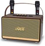 RHM S8 Karaoke Machine, Support 3 Mics & Bass/Treble/Echo/Alto Adjustment, 6 Music Modes, 8H Playtime, Support Bluetooth/TWS/FM/AUX/TF Card/USB/PC for Indoor & Outdoor