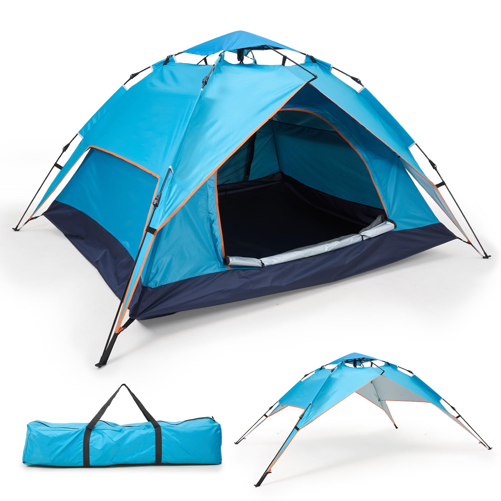 Warmiehomy 2-3 Man Pop Up Tent Double Layer, Blue