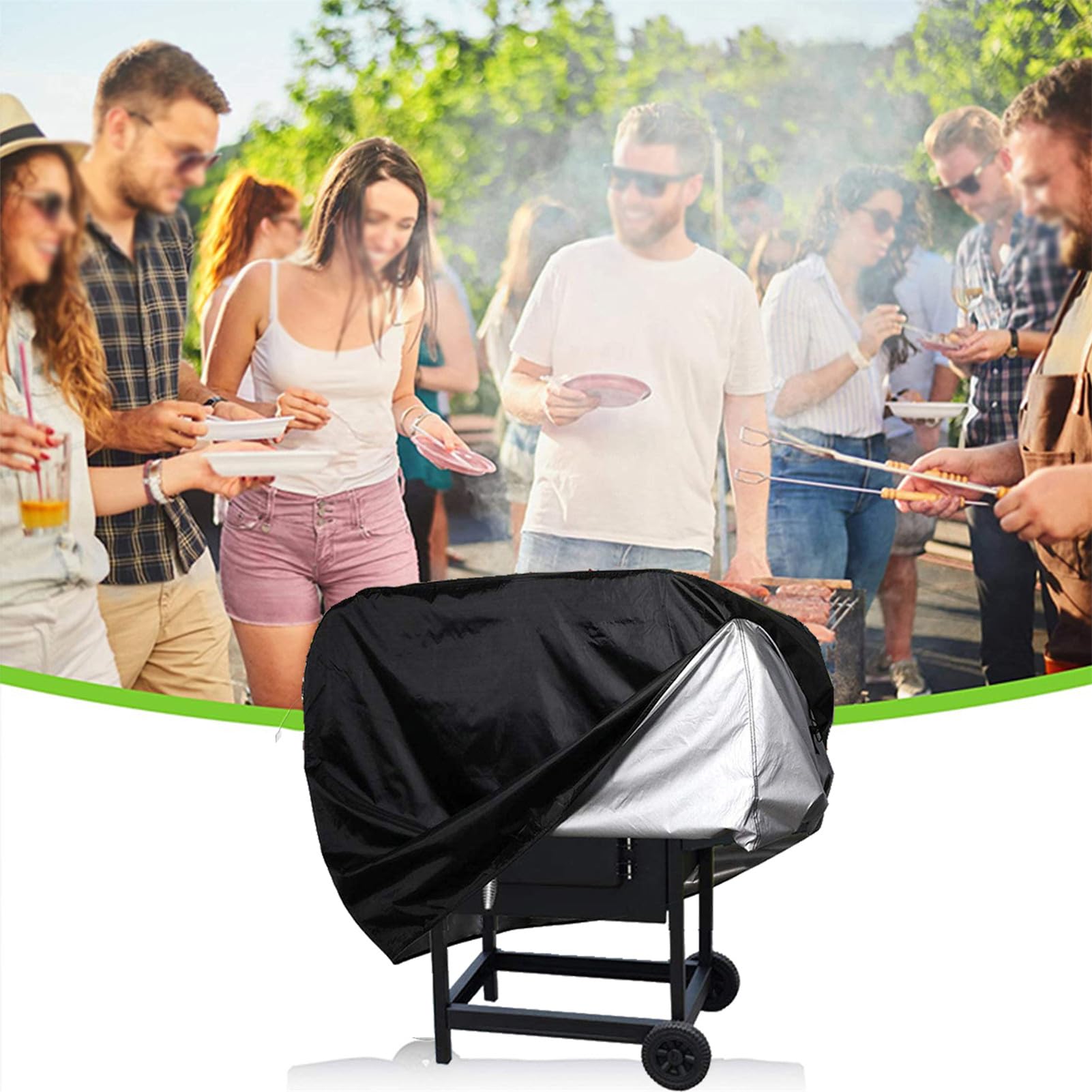 Funda para Barbacoa, Funda para Barbacoa Impermeable, Cubierta BBQ De Parrilla 420D Oxford Protector, Cubierta De Barbacoa Exterior Anti UV (183x66x129cm,Negro)