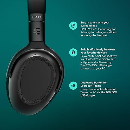 Miniatura 5 de EPOS  Sennheiser Adapt ADAPT 660 (1000200) - Doble cara, doble conectividad, inalámbrica, Bluetooth, ANC adaptativo Auriculares sobreoros  para