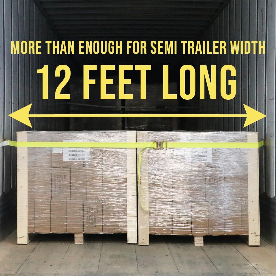 BoxerTool 2 Pack E-Track Ratchet Straps - 2" x 12ft Logistics Straps 4,400 lbs Heavy Duty Tie Down – Cargo Tie Down, E Track Logistic Straps - Image 4