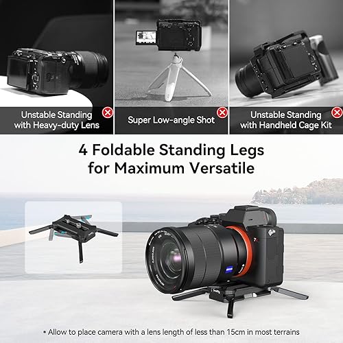 Miniatura 3 de SMALLRIG Placa de liberación rápida para tipo Arca, carga máxima de 44.1 libras (44.1 lbs), soporte cuadrúpedo plegable para lentes de cámara dentro