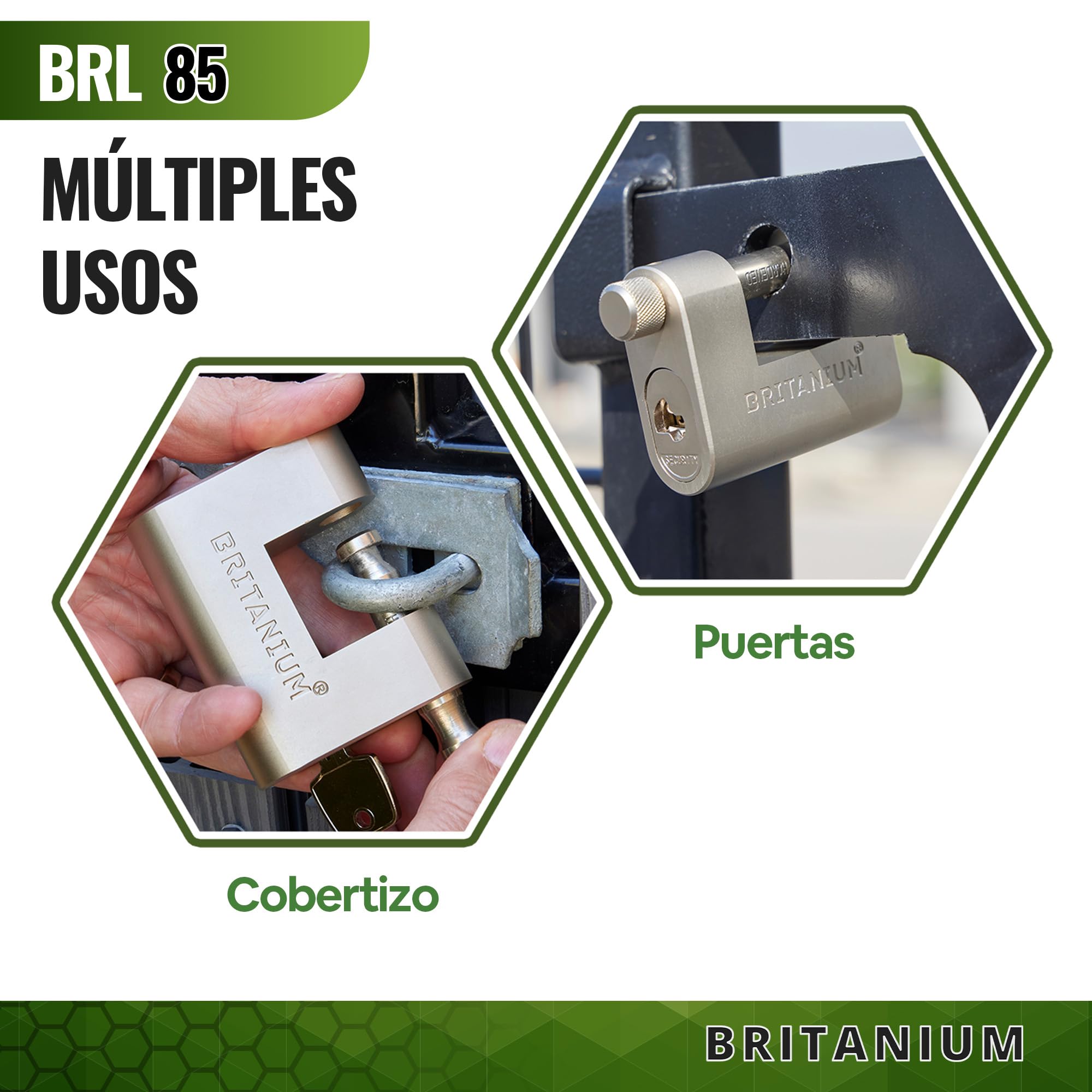 BRL85 Candado de Seguridad Blindado de Alta Seguridad. Cerradura para Contenedor. Cilindro de Seguridad Antitaladro y Resistente. Candados para Puertas, Motos, Cobertizos y Garajes