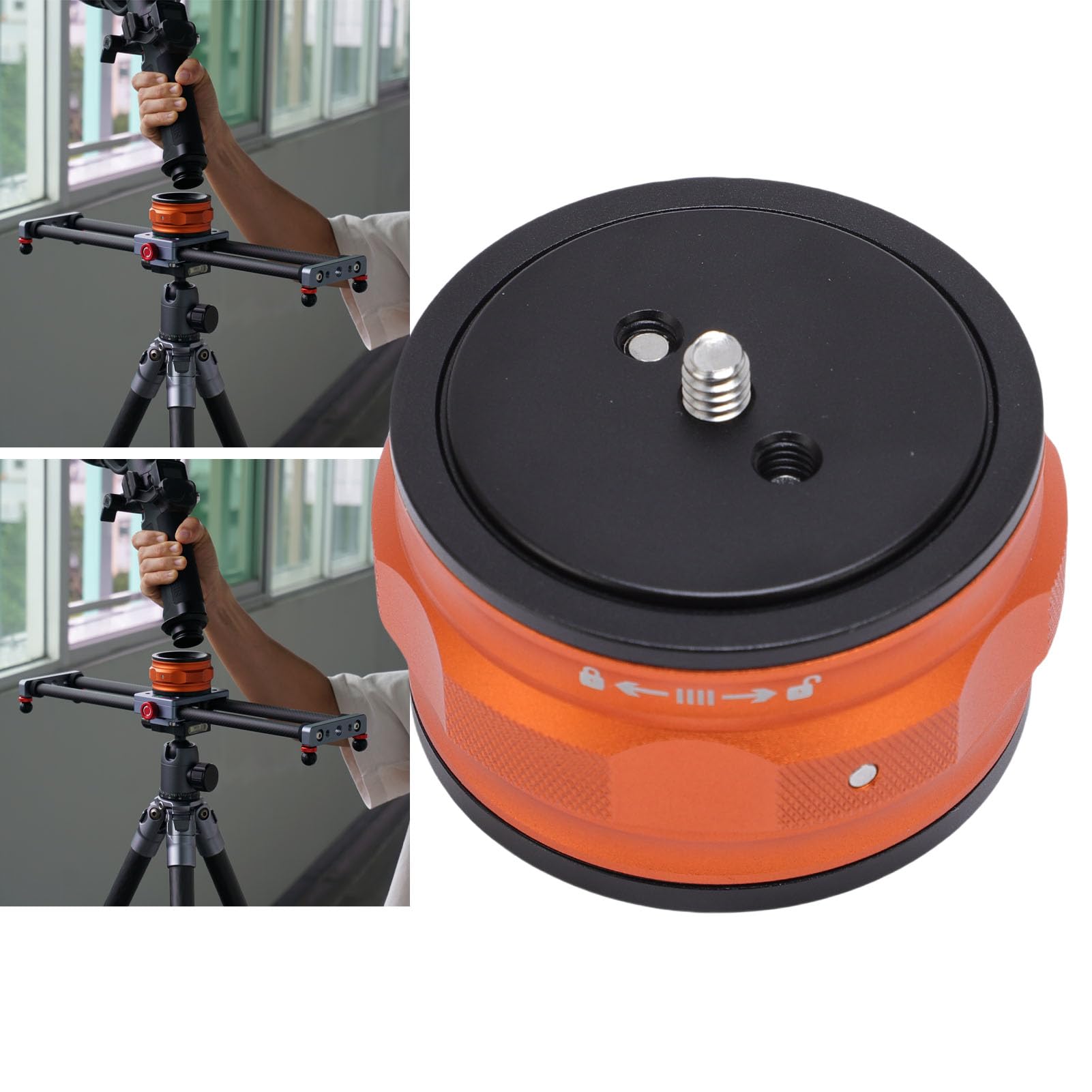 GOWENIC Adattatore a sgancio rapido per fotocamere DSLR Mirrorless, treppiede, slider, giunto cardanico portatile, stabilizzatore, testa a sfera, con filettatura da 3/8 e 1/4"