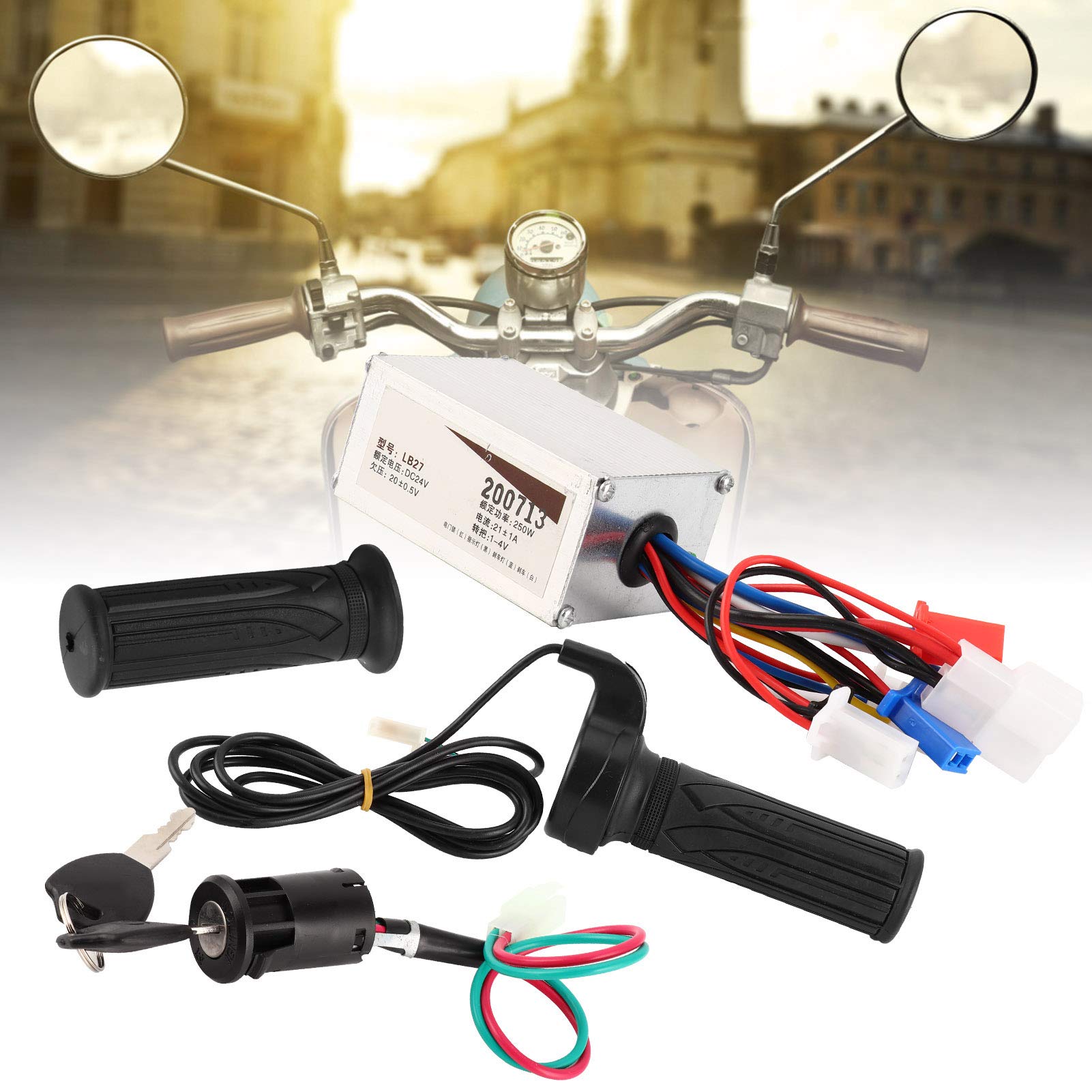 Electric Scooter Speed Controller Kit, 24V 250W Controller with Throttle Grip Lock Combo Set for E Scootor