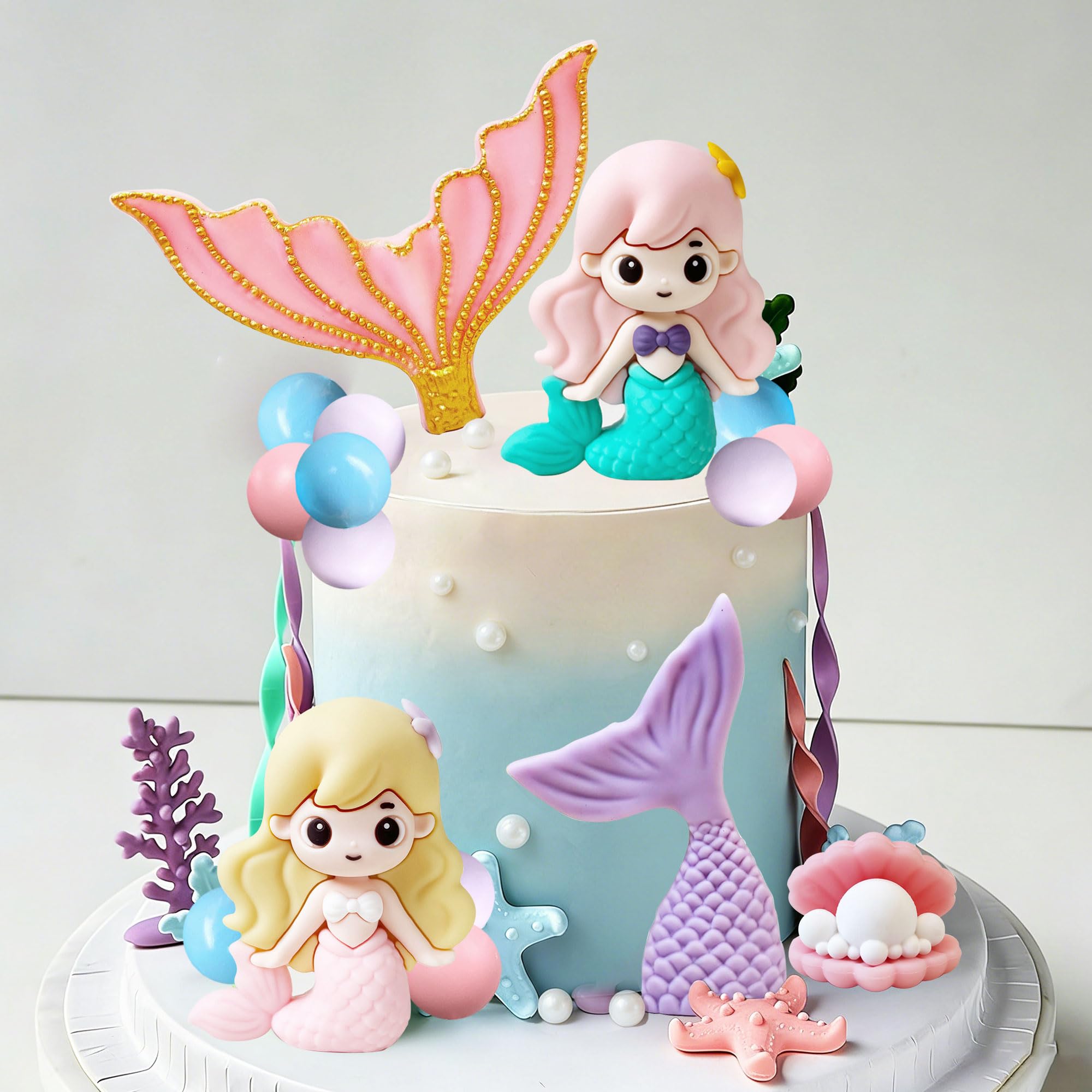 Mermaid Tail Cake Topper Under the Sea Cake Decoration Seashell Cake Topper