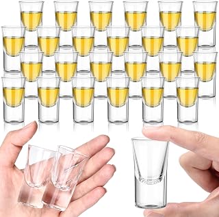 24 Pcs 0.5oz Mini Shot Glasses Set with Heavy Base, Clear Cute Whiskey Glasses Cups Small Bulk Wine Cup for Wine Tasting, Vodka Liqueurs Tequila Soju Espressos