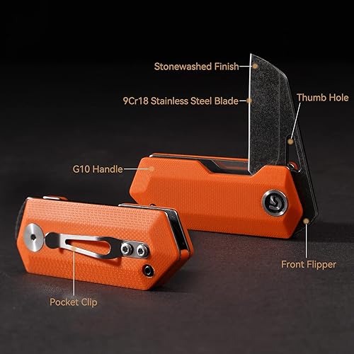 Miniatura 2 de GVDV Cuchillo de bolsillo pequeño de 1.57 pulgadas, mini cuchillos de bolsillo de acero inoxidable 9Cr18Mov y cuchillos plegables, cuchillos EDC con