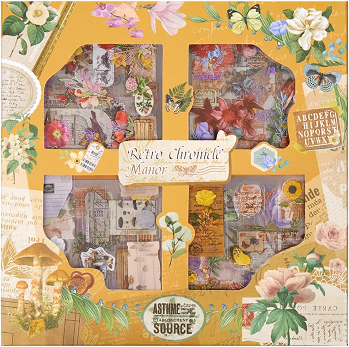 STEFORD 500Pcs Vintage Scrapbook Stickers, Vintage Flowers