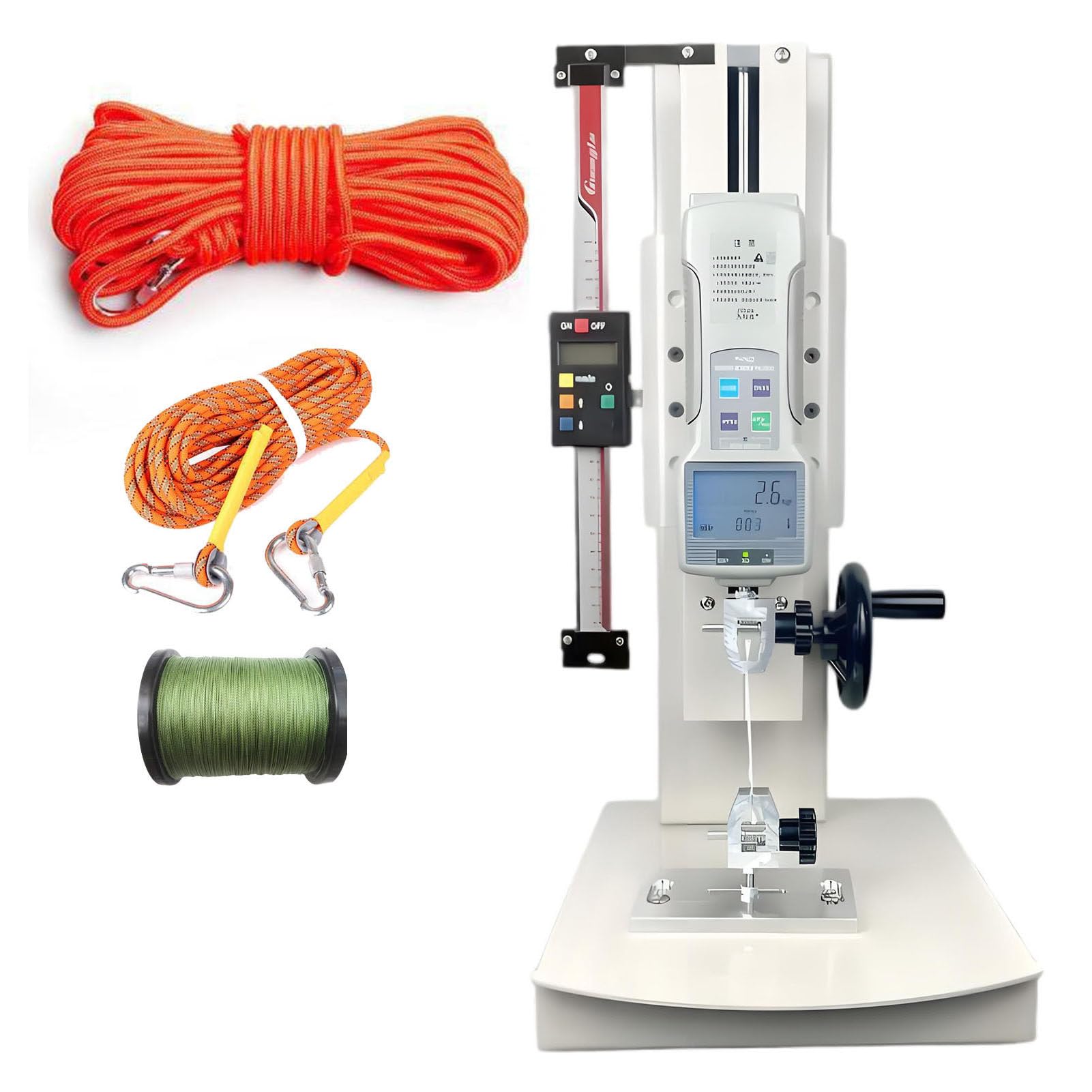 Medidor de Fuerza Digital de Empuje y Tracción, con Rueda de Control Manual, Recorrido de 270 mm, Escala Digital y 2 Abrazaderas WithRuler-2000N