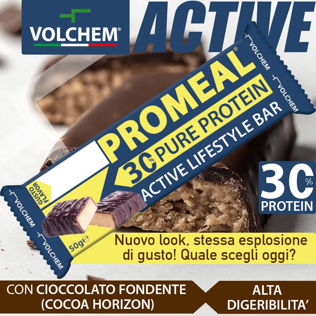 VOLCHEM PROMEAL ZONE 40-30-30 -BARRETTA DIETA A ZONA- 24 barrette da 50 grammi gusti CACAO