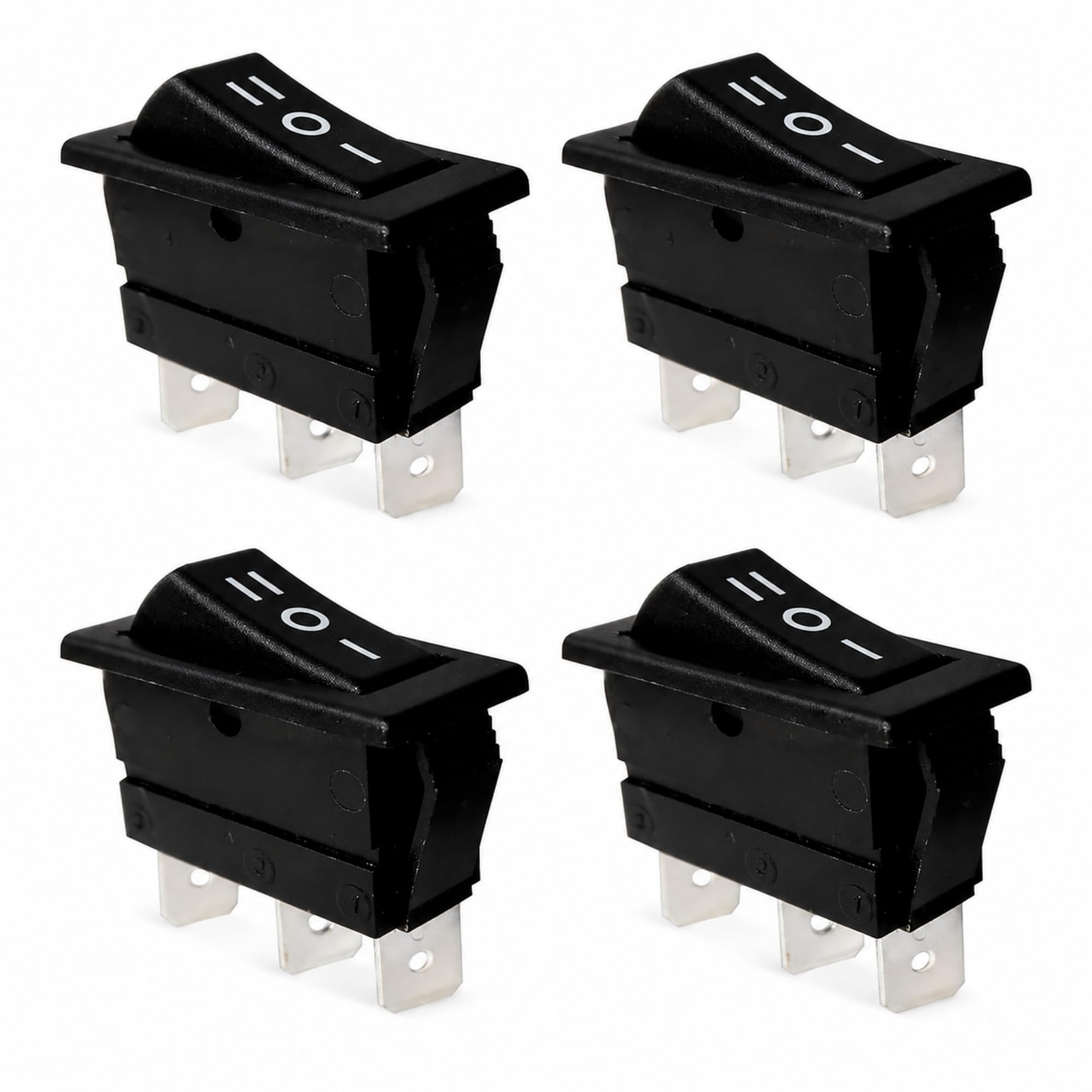 Conmutador Basculante ON-OFF-ON, SPDT 3 Posiciones, 3 Pines, 16A/250V-20A/28V, Negro, 4 unidades - imagen 1