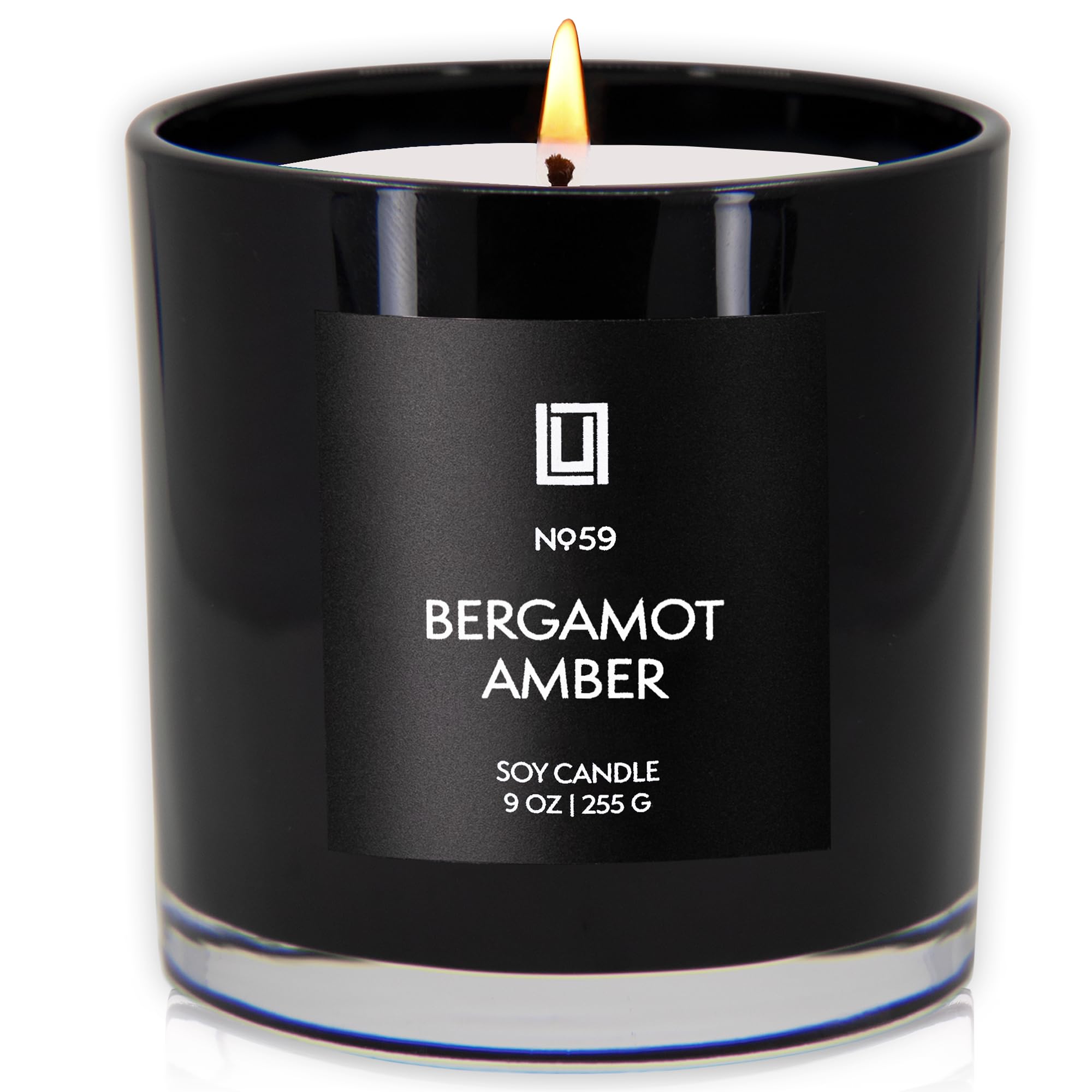 Lulu Candles | Bergamotka i bursztyn | Pachnie cytrusami i piżmem | Luksusowa świeca zapachowa w słoiku sojowym | ręcznie nalewana w USA | wysoce pachnąca długotrwała (255 g)