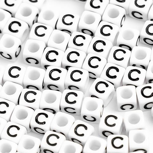 Miniatura 3 de STU-500FZM-C, 500 cuentas de letras acrílicas en forma de cubo de 1564 x 0.236 pulgadas, letras B, cuentas del alfabeto para hacer pulseras,