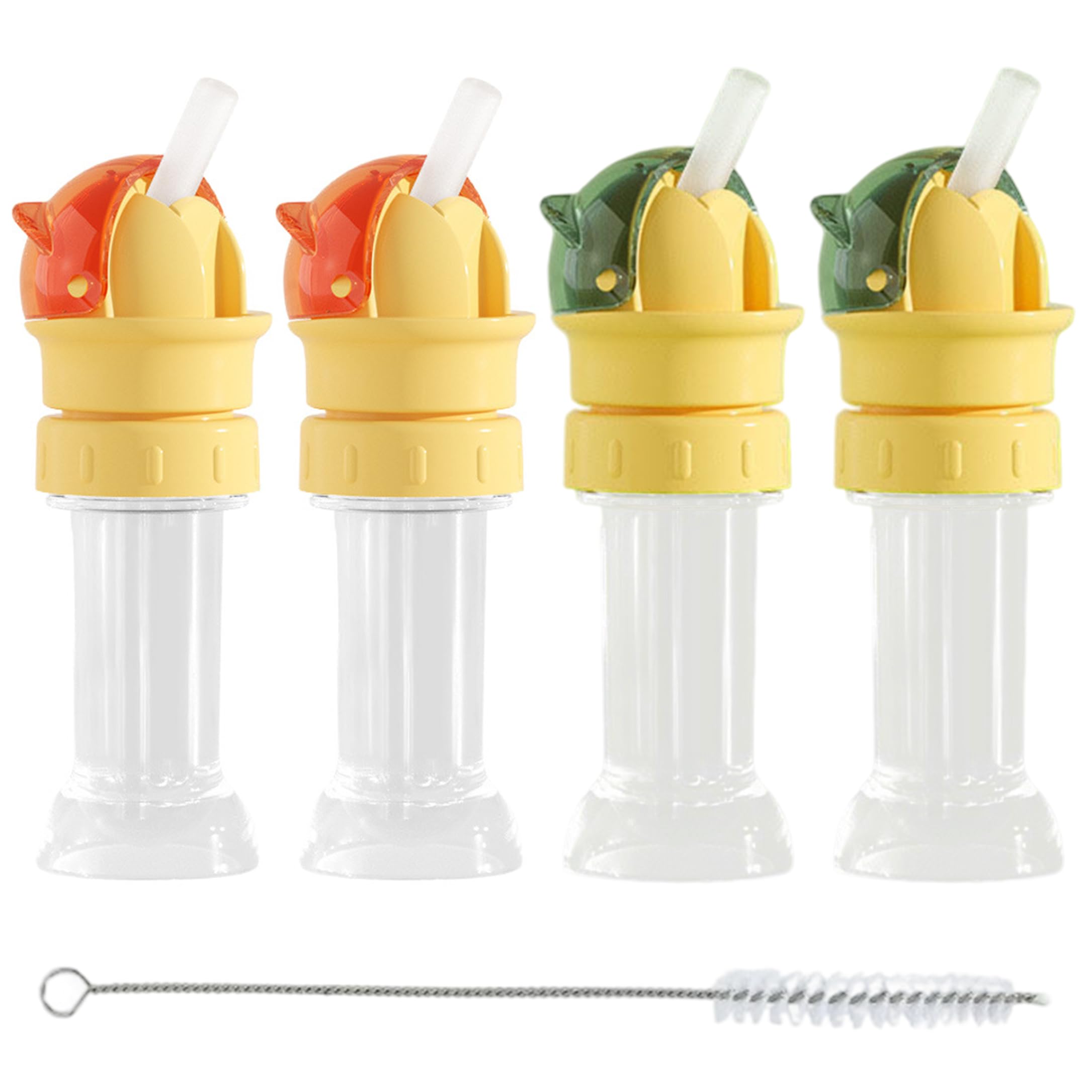 Perodlly Silicone Bottle Spouts, 4PCS Anti-Choke Straws for Kids Water Spout Adapter with Cleaning Brushes.