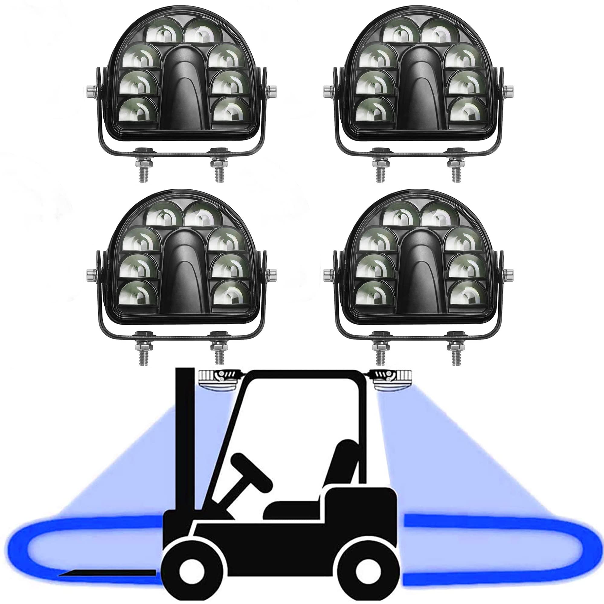 ACEGRE [4Pack LED Forklift Light Blue ARC Forklift Safety Lights Warehouse Safe Warning Spotlight Arch Zone 20W DC10-80V for Truck Security Indicator Spotlight Brightness