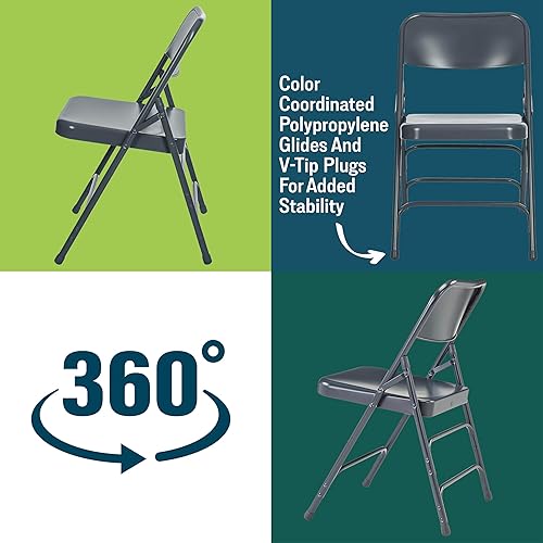 Miniatura 26 de National Public Seating - Sillas plegables portátiles de acero de la serie 300, sillas plegables de alta resistencia para interiores y exteriores,