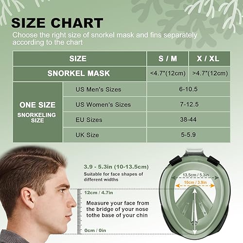 Miniatura 7 de Odoland Paquetes de esnórquel, máscara de esnórquel de cara completa para adultos y jóvenes con soporte para cámara, aletas de natación ajustables,