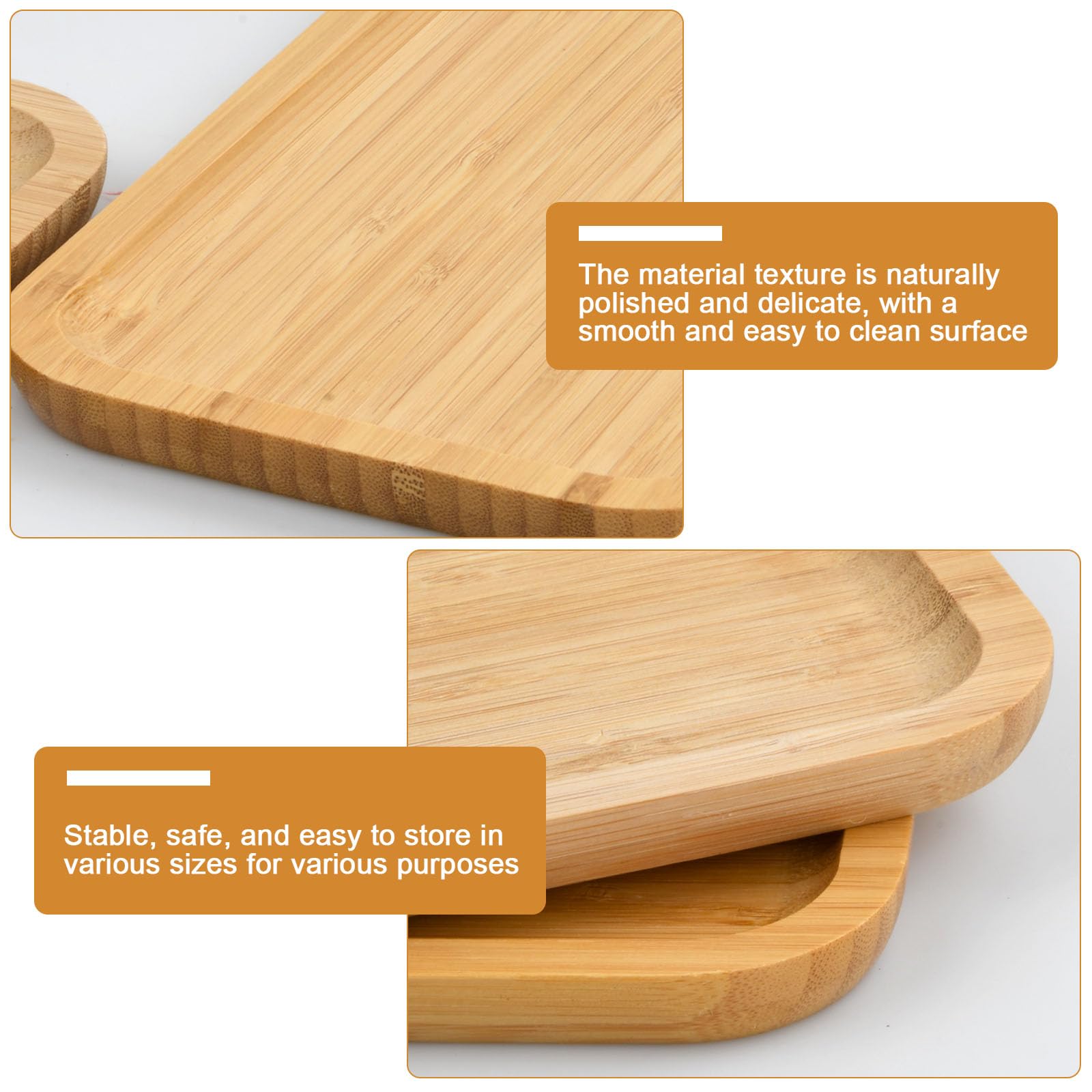 Set 2 Vassoi Rettangolari In Bambù Naturale 25x14 Cm: Decorativi E Multiuso, Per Colazione, Bagno, Gioielli E Dessert - 4