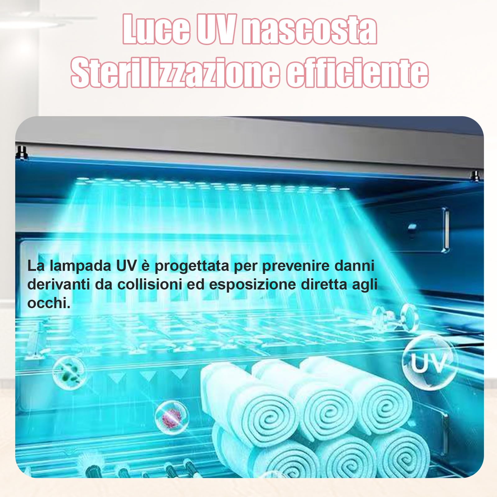 Sterilizzatore UV, sterilizzatore unghie, grande capacità 10/24 l, 75°C Aria Calda a Temperatura Costante, per salone di bellezza, parrucchiere, temperatura massima 250°(10L/Rosa)