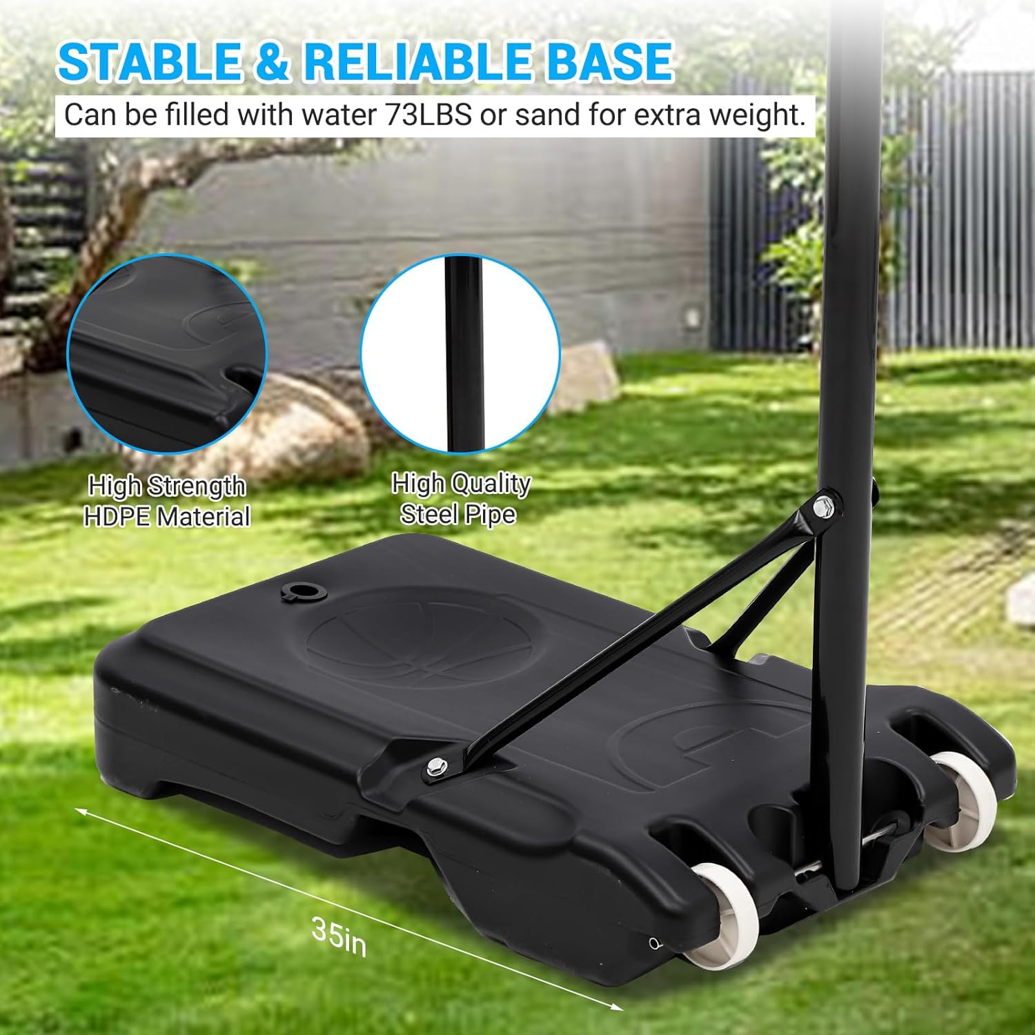 GarveeLife Basketball Hoop Outdoor 5.2-7 ft Adjustable for Kids&Youth w/Wheels, Portable Basketball Hoop Goal System in Backyard/Driveway/Indoor, 33 in Shatterproof Backboard & High Intensity Base