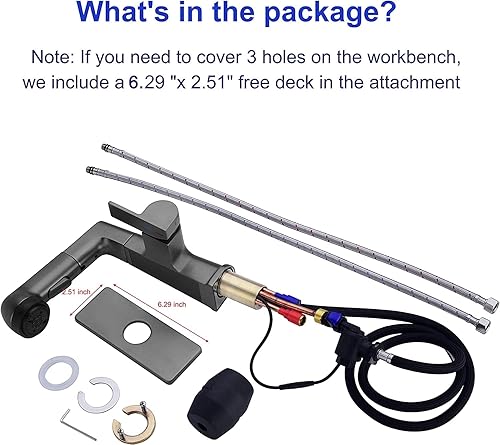 Miniatura 8 de Qeemee Grifo de baño LED con rociador extraíble, grifo de fregadero digital de temperatura gris, 5 modos de flujo de agua, grifos de tocador de baño