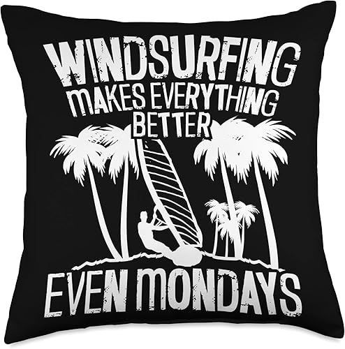 Windsurfer Windsurf Surfer Apparel Windsurfing Surfing Board Water Sports Throw Pillow 18x18 Multicolor