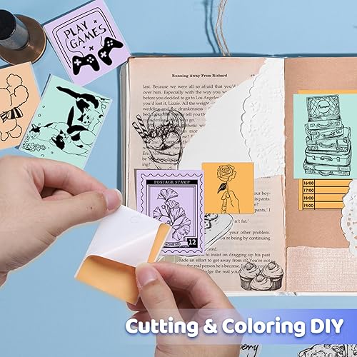 Miniatura 4 de Papel térmico púrpuraverdenaranja, papel de impresora adhesivo de 20 años de 1.76 pulgadas x 1.4 pies para diario, fotos, textos, notas de estudio y