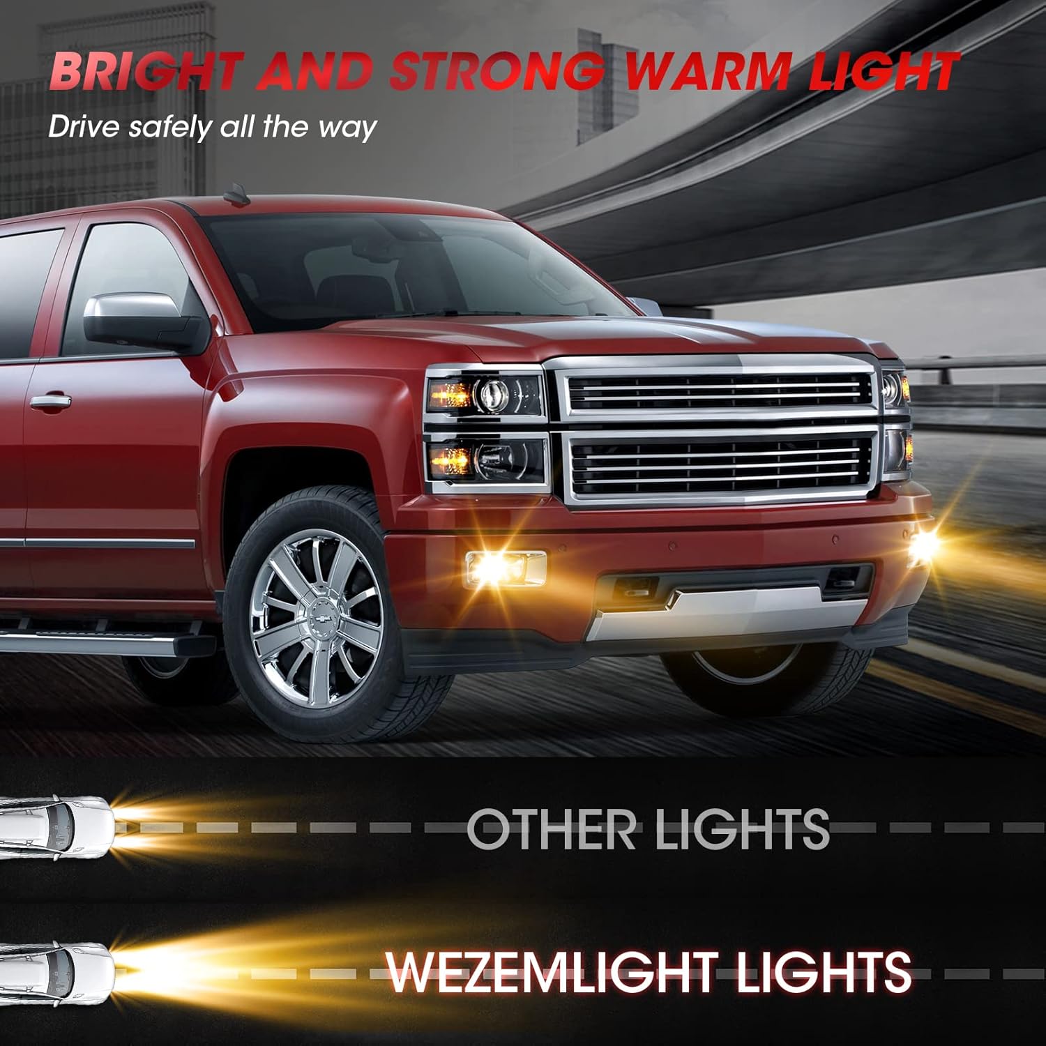 Driving Fog Light Assembly Replacement For 2008-2014 Chevy Silverado 2007-2011 Avalanche 2007-2014 Suburban and Tahoe GMC Sierra/Yukon With H16 12V 19W Halogen Bulbs​(Clear Lens)