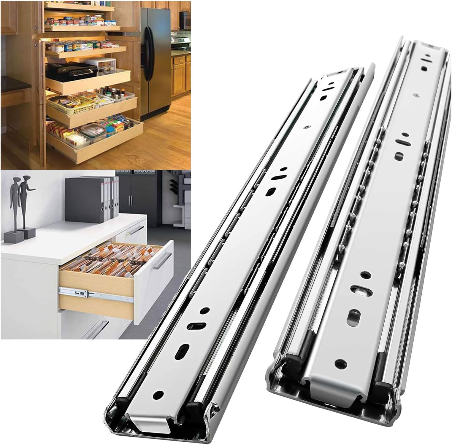 1 Pair Heavy Duty Drawer Slides 10 12 14 16 18 20 22 Inch 250 lb Load Capacity Side Mount Full Extension Ball Bearing Cabinet Rails Tool Box Runners Tracks Glides