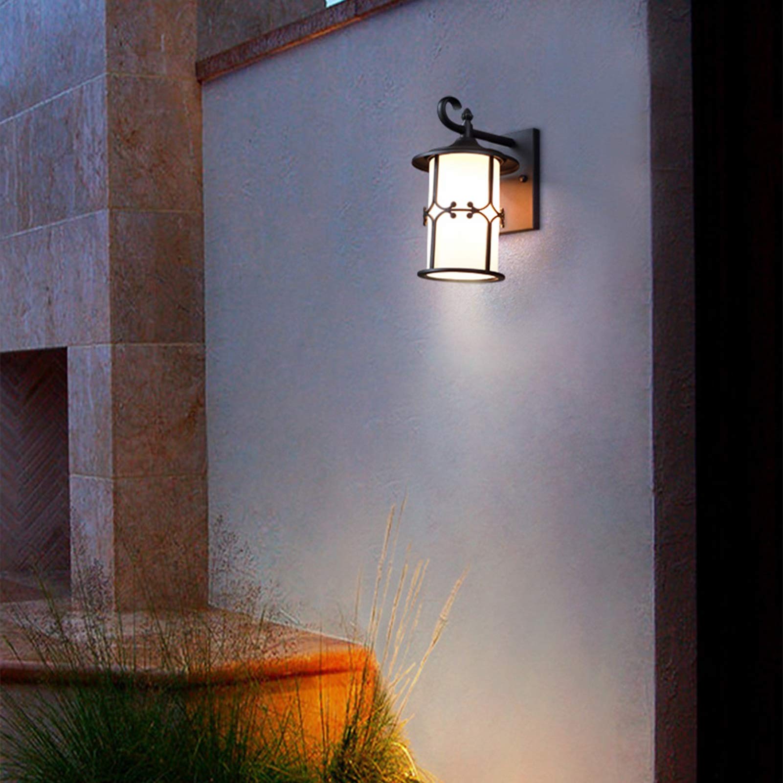 GWJKG Lampe Murale Exterior Black And Gold Brass Outdoor Lamp Light Lights Fullf Wall Sconec con Schermo in Vetro a Coste Trasparente, Lampadina Incluse Appassionati estérieurs