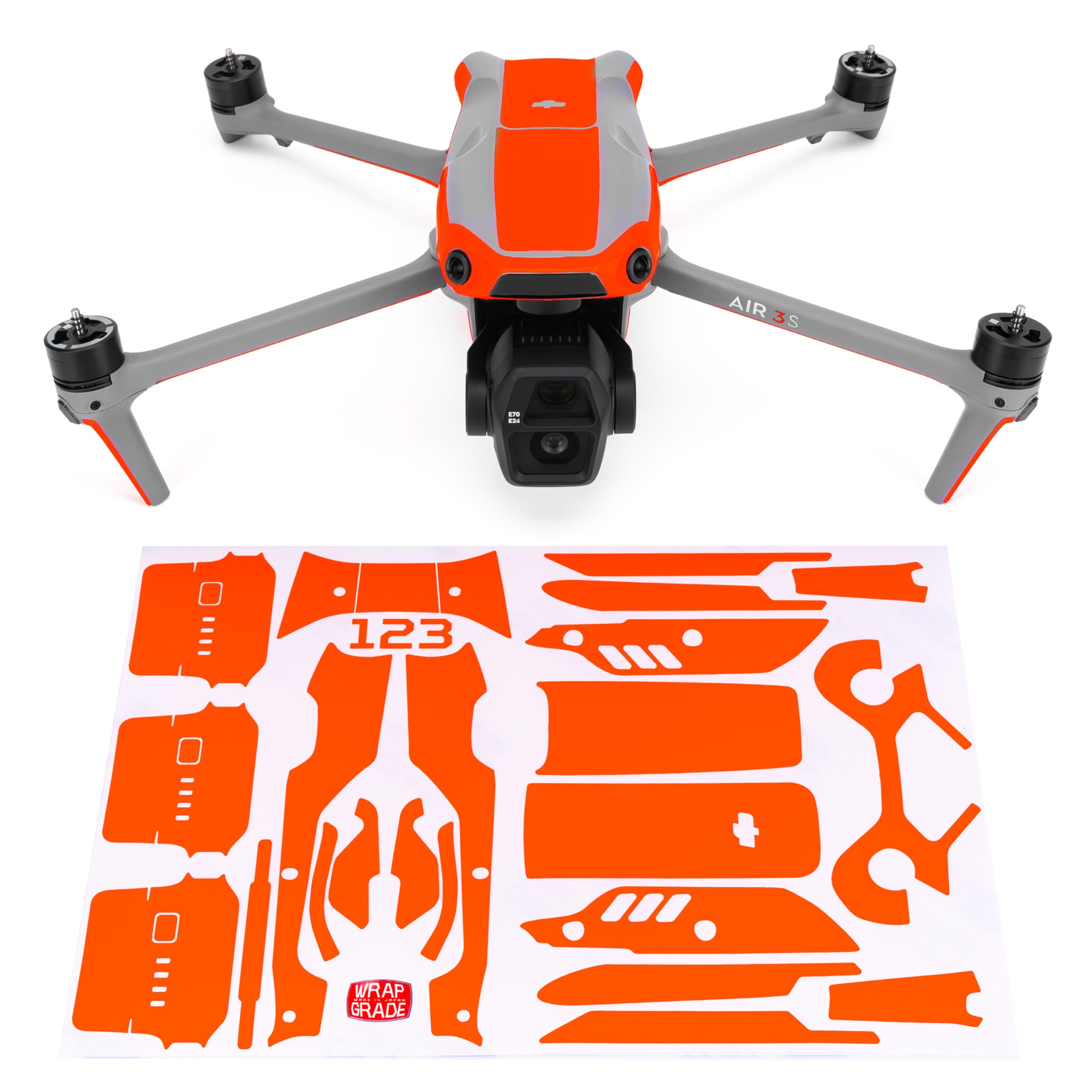 WRAPGRADE Skin Decal Sticker Accent Color Compatible with DJI Air 3S (Neon Orange)
