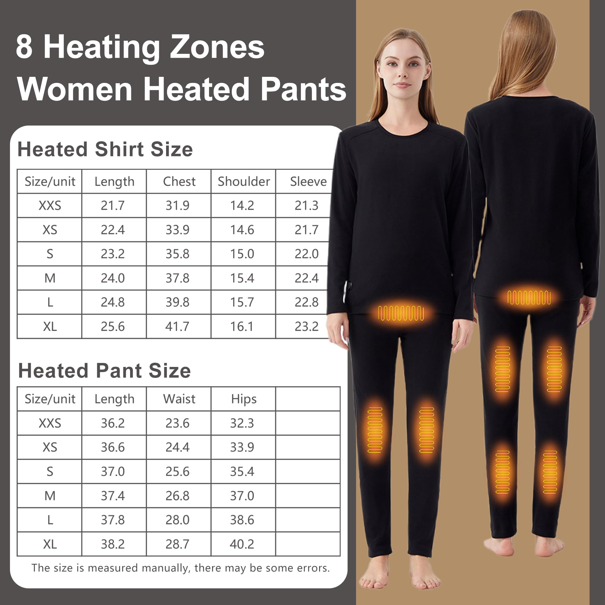 Pantaloni Termici per Donna, Leggings Elettrici Riscaldati con 8 Zone di Riscaldamento, Strato Base per Caccia E Sci