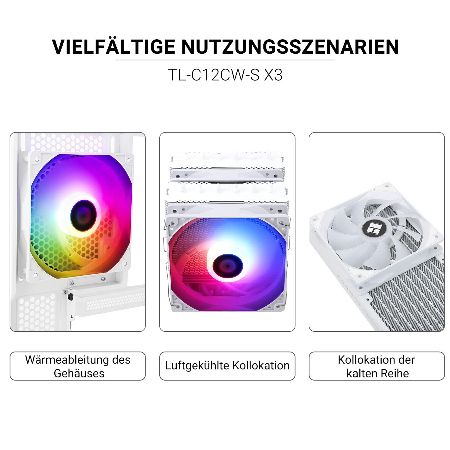 Thermalright TL-C12CW Ventilador de CPU, ventilador silencioso de 120