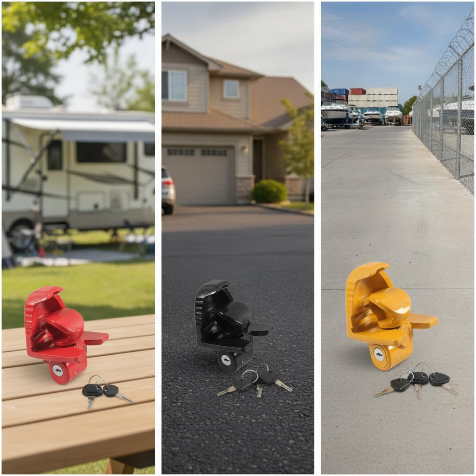 Trailerkupplungsschloss Kupplungsschloss Sicherheitsgerät Schlosszylinder Zinklegierung mit Schlüsseln Rundes Gehäuse Krallenförmig Witterungsbeständig für Camping Trailer Werkstatt Hof, color to 1
