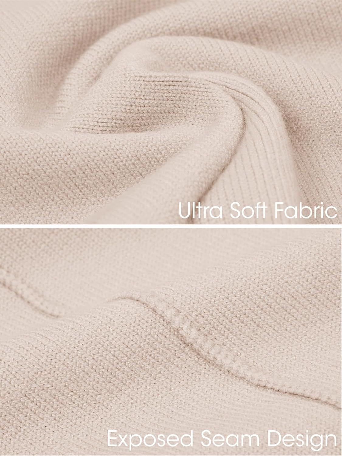 UNCLECAT Women's Oversized Sweaters 2025 Trendy Long Sleeve Fall Sweater Casual Knitted Pullover Tops Beige - Image 6